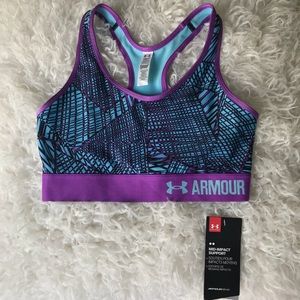 Under Armour mid impact support purple bra Small